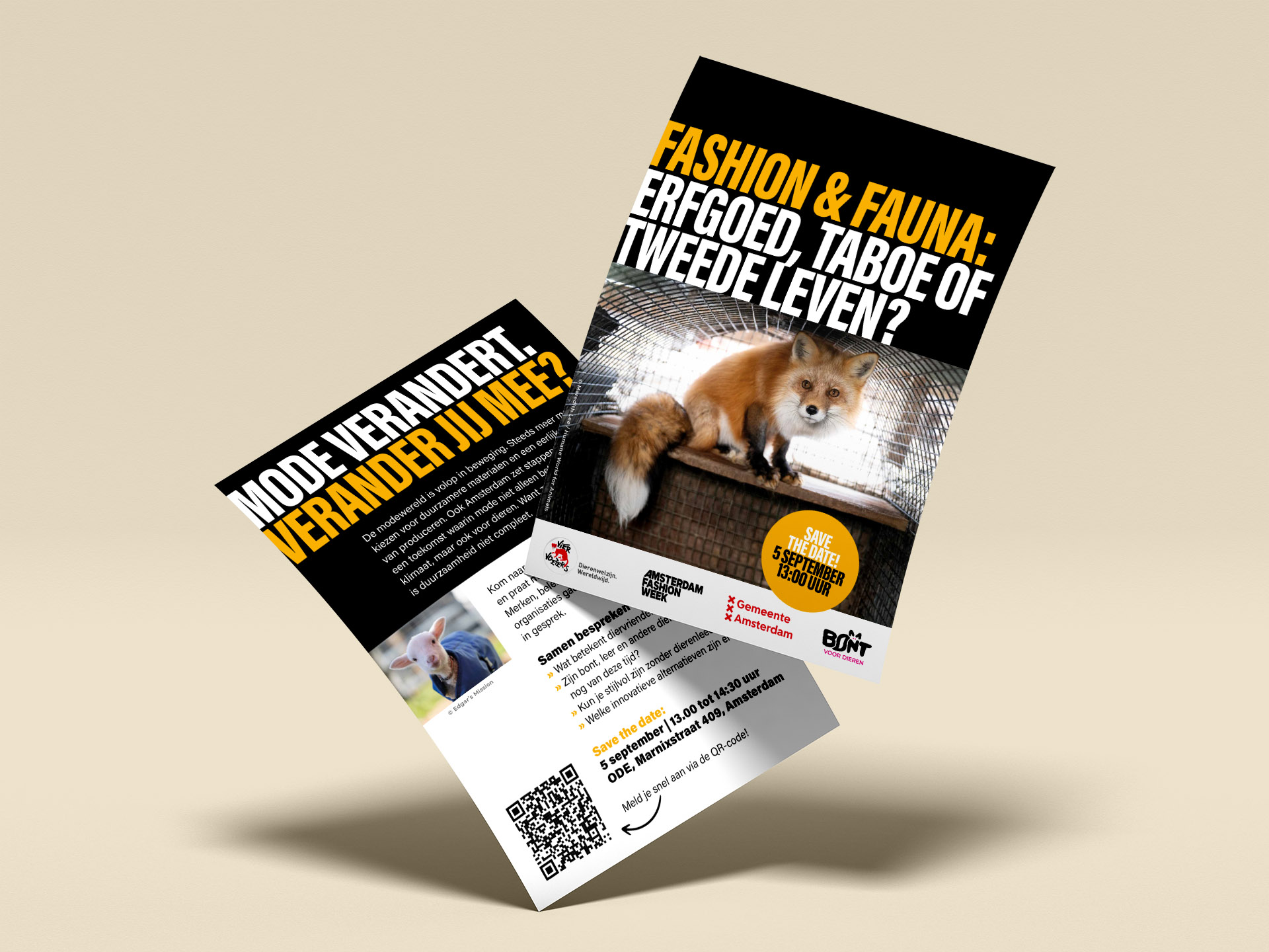Bont voor Dieren Amsterdam Fashion Week flyer